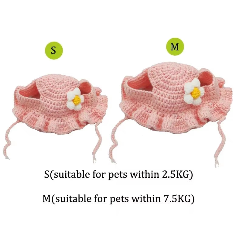 Hand-Made Cat Hat Elastic Woven Cap Pet Hat Puppy Kitten Headwear Knitted Hat Party Photo Shoot Props Decoration Cat Accessories