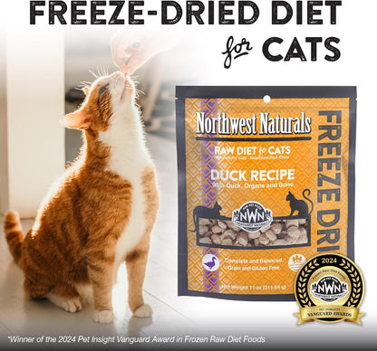 Freeze-Dried Duck Cat Food - Bite-Sized Nibbles - Healthy, Limited, Human Grade Ingredients, All Natural - 11 Oz (Pack of 3)